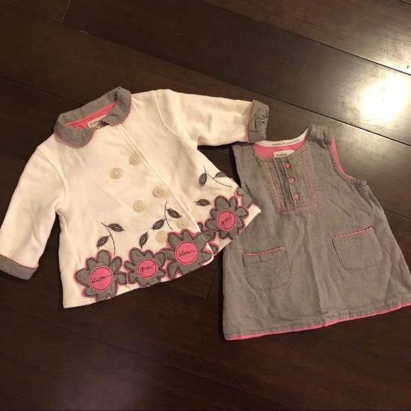 Baby Girl Flower Coat and Matching Jumper Dress - Picture 1 of 5